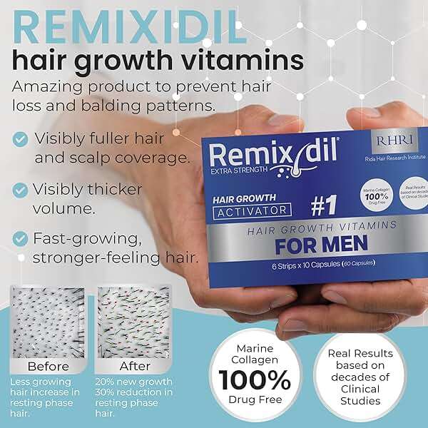 Hair Growth Vitamins Hair Regrowth For Men | Supports Beard And Scalp Strength | Helps Reduce Thinning And Breakage | Fast-Acting Formula To Boost Volume | 60 Capsules - Image 4