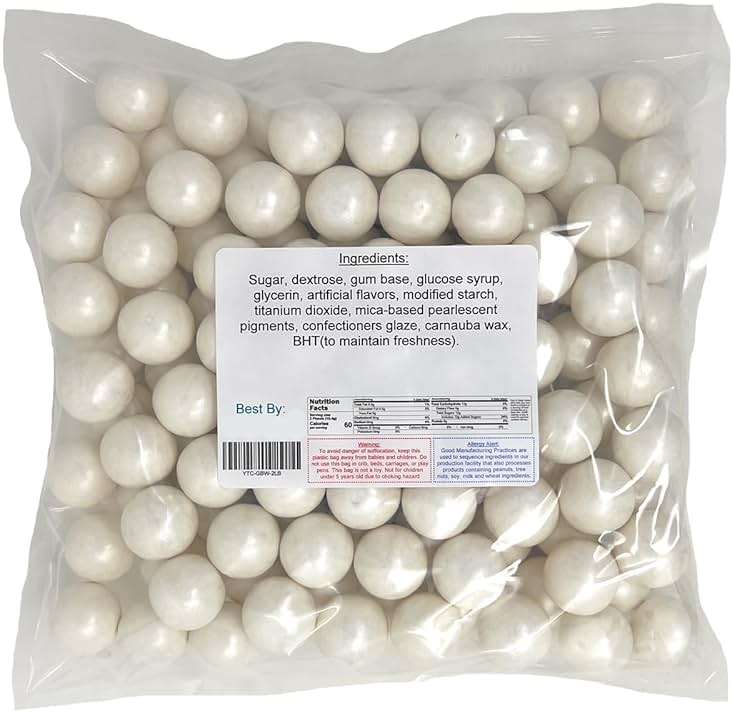 YANKEETRADERS White Fruit Flavored Gumballs 1", 2 Pounds Bulk - Image 2