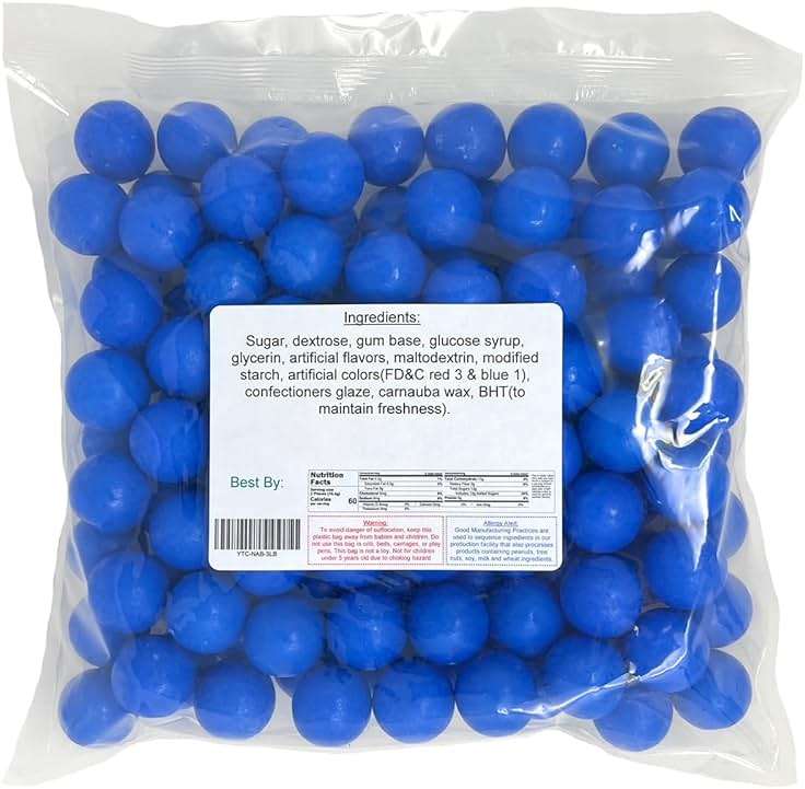 YANKEETRADERS Bright Blue Fruit Flavored Gumballs 1", 2 Pounds Bulk - Image 2