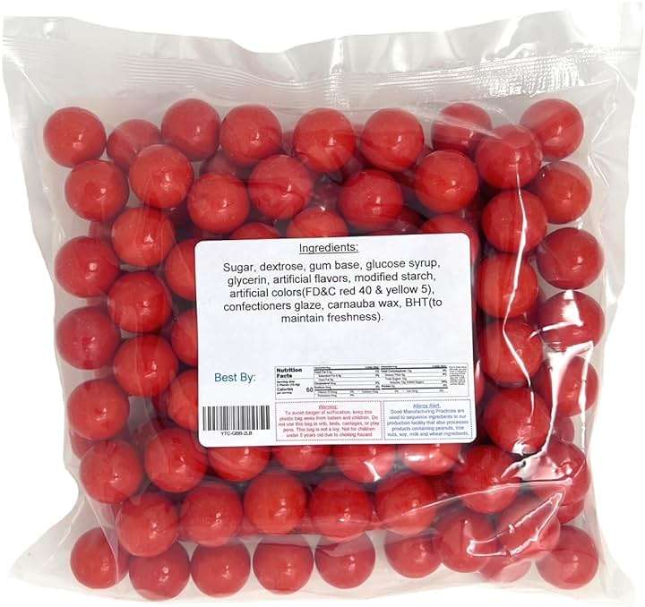 YANKEETRADERS Bright Red Fruit Flavored Gumballs 1", 2 Pounds Bulk - Image 2