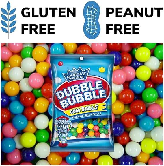 Dubble Bubble Mini Gumball Machine Refills 4.4 oz Bag (2-Pack), 1/2 inch 13mm Assorted Fruit Flavor Bubble Gum, With Galley Grove Sugar-Free Breath Mints - Image 9