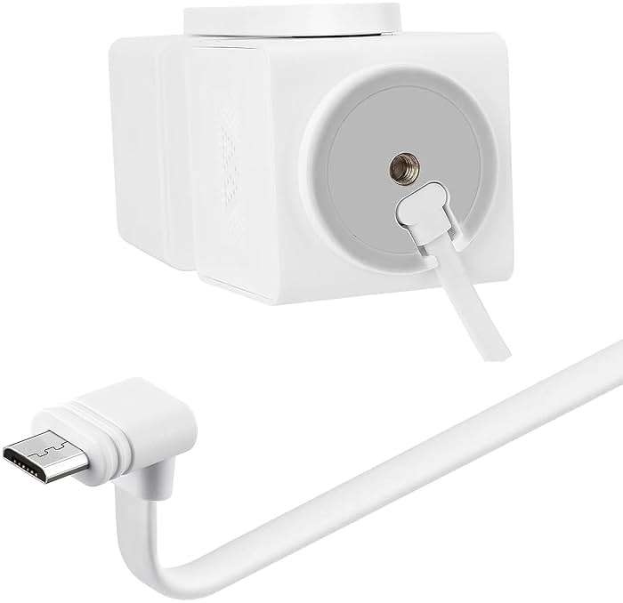 Smays 10 ft Cable for WYZE Cam Pan v3 Camera, Long Micro USB Flat Power Cord, 90 Degree 2-Pack, White - Image 2