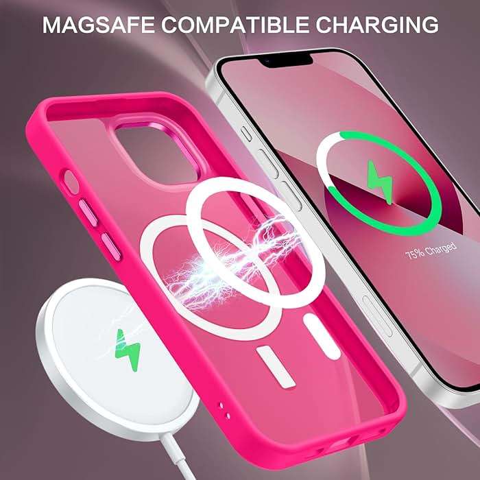 BENTOBEN Magnetic for iPhone 13 Case & iPhone 14 Case [Compatible with Magsafe] Translucent Matte Phone Case iPhone 13/14 Slim Thin Shockproof Women Men Protective Cover Cases, Hot Pink - Image 4
