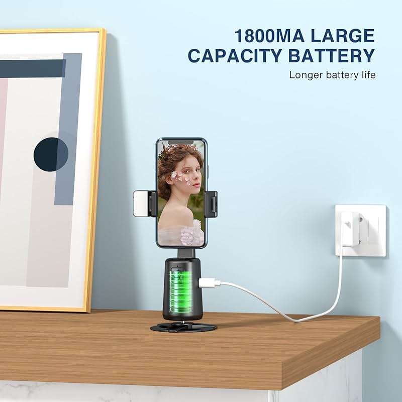 Auto Face Tracking Tripod 360° Rotating Cell Phone Photo and Video Kits Stand, No App, Camera Stand with Remote and Gesture Control, Rechargeable Smart Shooting Stand for Live Recording Tiktok（Black） - Image 8