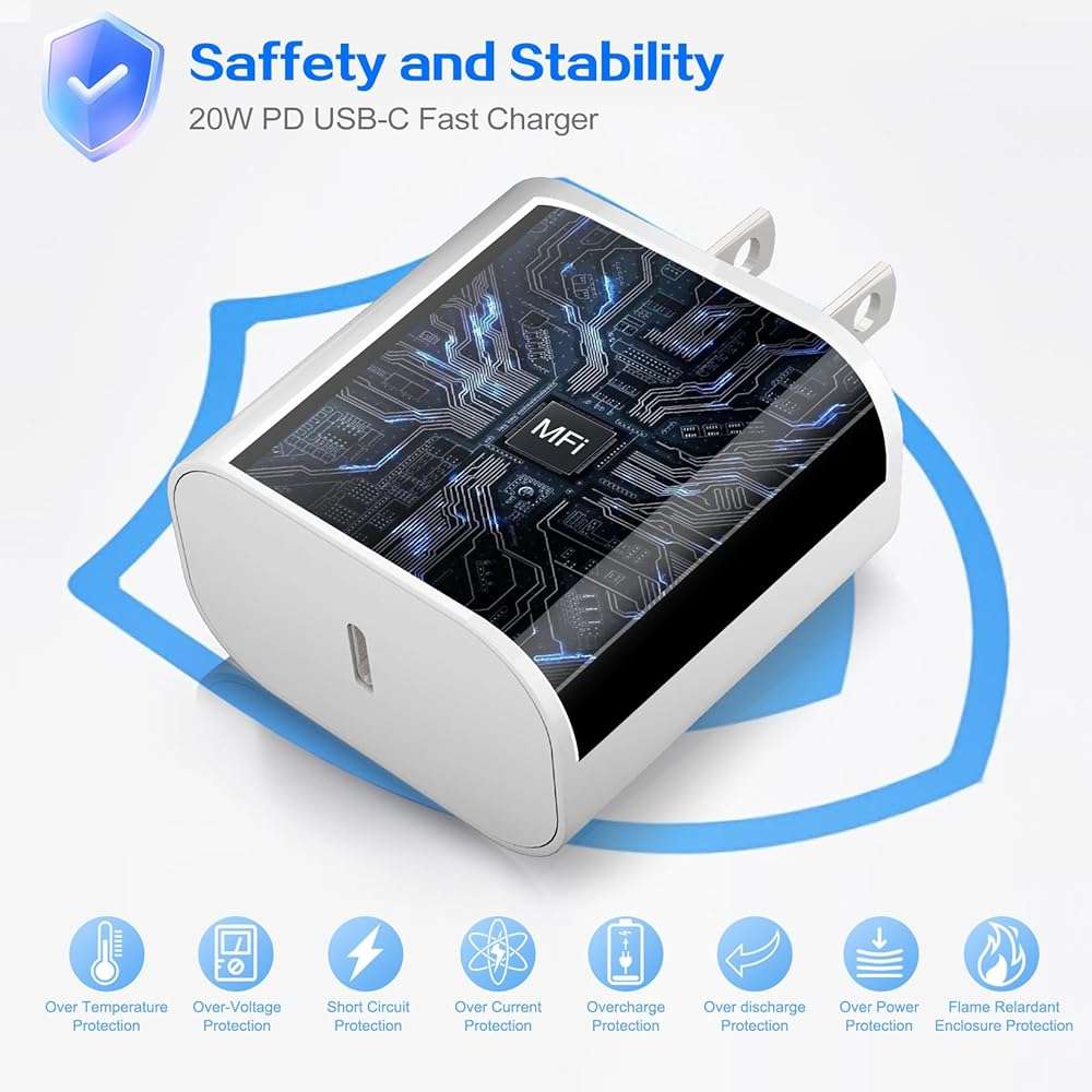 iPhone 17 16 15 Pro Charger Fast Charging,20W USB C Phone Charger Block,2Pack Quick Apple iPhone Charger 6FT Type C Charging Cord for iPhone 17/17 Pro/17 ProMax/17 Air/16/16 ProMax/16e/15 Pro/15 Plus - Image 4