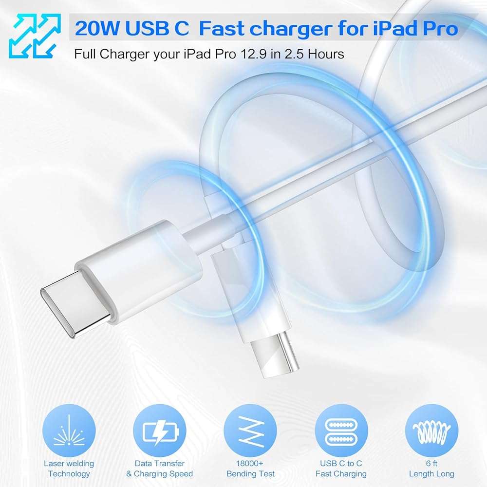 iPhone 17 16 15 Pro Charger Fast Charging,20W USB C Phone Charger Block,2Pack Quick Apple iPhone Charger 6FT Type C Charging Cord for iPhone 17/17 Pro/17 ProMax/17 Air/16/16 ProMax/16e/15 Pro/15 Plus - Image 6