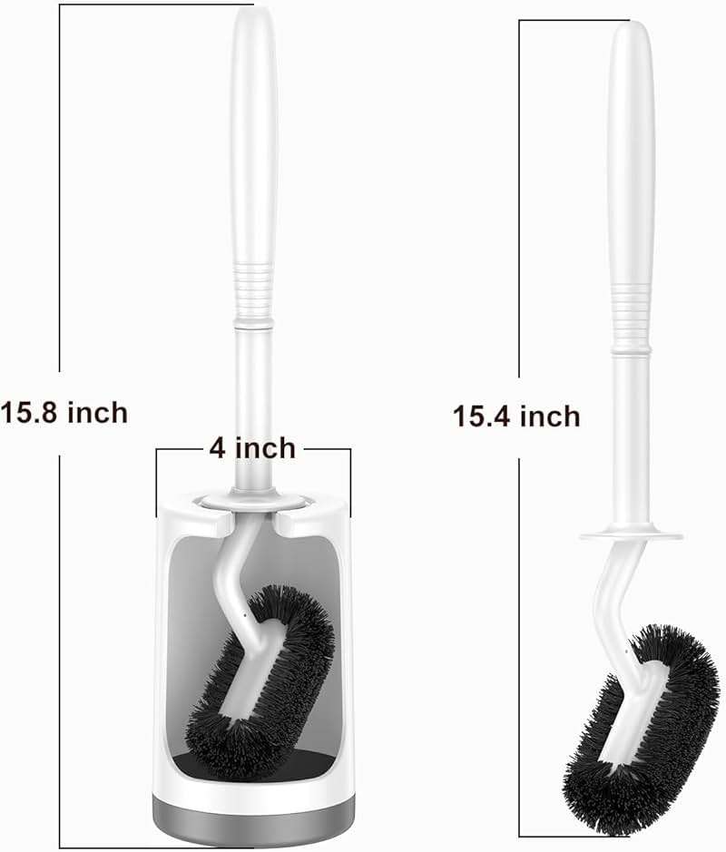 HAMITOR Toilet Bowl Brush Holder Set: Curved Design with Holder for Deep Cleaning Under Rim - Compact Hidden Scrubber for Small Space - Modern RV Bathroom Accessories - White 1 Pack - Image 2