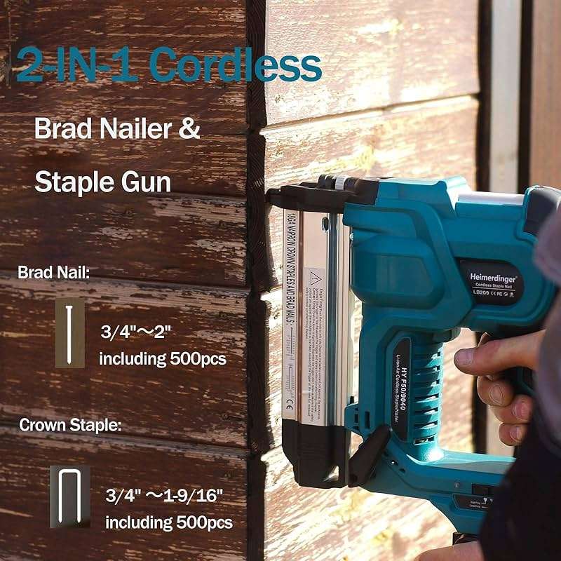 Cordless 2 Inch Brad Nailer Compatible with Makita 18V Battery,2-in-1 18GA Nail Gun Staple Gun with 1000pcs Nails for Woodworking,Upholstery - Image 3