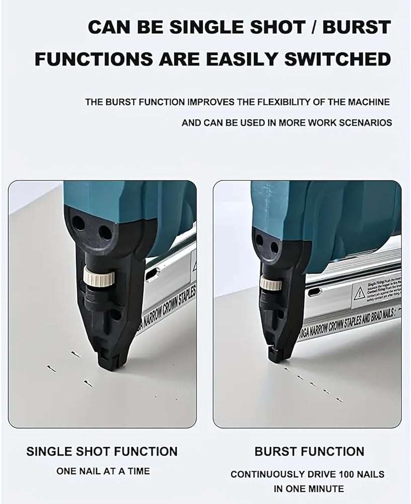 Cordless 2 Inch Brad Nailer Compatible with Makita 18V Battery,2-in-1 18GA Nail Gun Staple Gun with 1000pcs Nails for Woodworking,Upholstery - Image 6