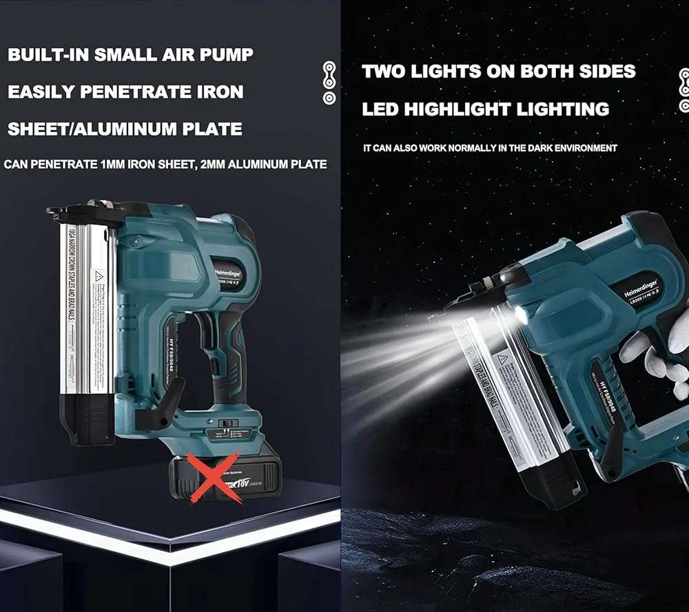 Cordless 2 Inch Brad Nailer Compatible with Makita 18V Battery,2-in-1 18GA Nail Gun Staple Gun with 1000pcs Nails for Woodworking,Upholstery - Image 7