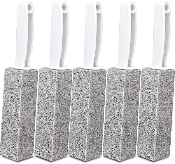 AZEN 5 Pack Pumice Stone for Cleaning, Pumie Scouring Stick with Handle, Pumice Stone Toilet Bowl Cleaner, Hard Water Stain Remover for Toilet, Bathroom, Kitchen Sink, Grill - Image 1