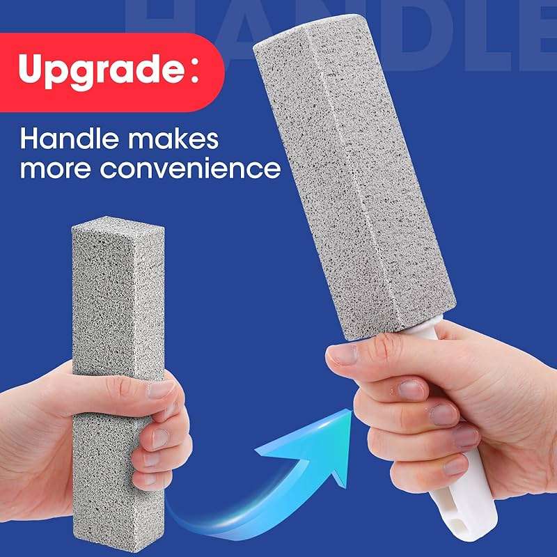 AZEN 5 Pack Pumice Stone for Cleaning, Pumie Scouring Stick with Handle, Pumice Stone Toilet Bowl Cleaner, Hard Water Stain Remover for Toilet, Bathroom, Kitchen Sink, Grill - Image 2