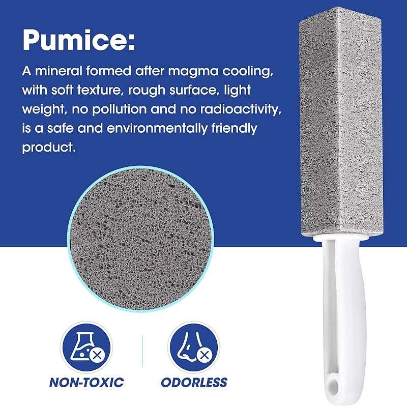 AZEN 5 Pack Pumice Stone for Cleaning, Pumie Scouring Stick with Handle, Pumice Stone Toilet Bowl Cleaner, Hard Water Stain Remover for Toilet, Bathroom, Kitchen Sink, Grill - Image 3