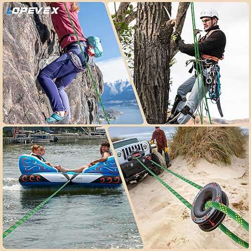 Lopevex 1/2 Inch Static Climbing Rope (150 Ft) - 9000lbs High Strength Arborist Bull Rope for Tree Pulling, Rigging & Rappelling - 48 Strand Polyester Braided Core, Green - Image 4