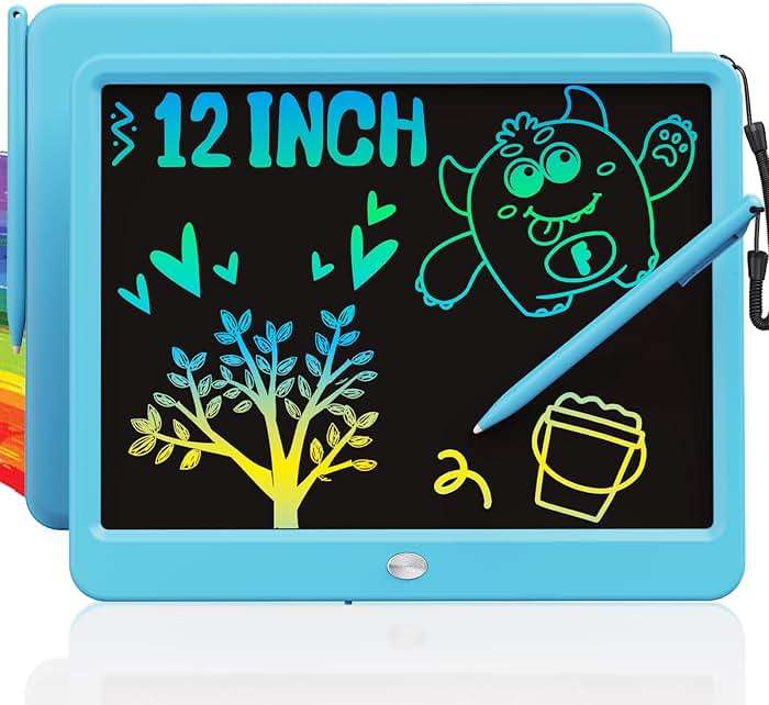 TEKFUN 12 Inch LCD Writing Tablet for Kids, Coloring Drawing Pad, Mess Free Doodle Board, Airplane Travel Toys for Boys and Toddlers, Road Trip Essentials, Gifts for 3 4 5 6 7 8 Year Old Girls(Blue) - Image 1