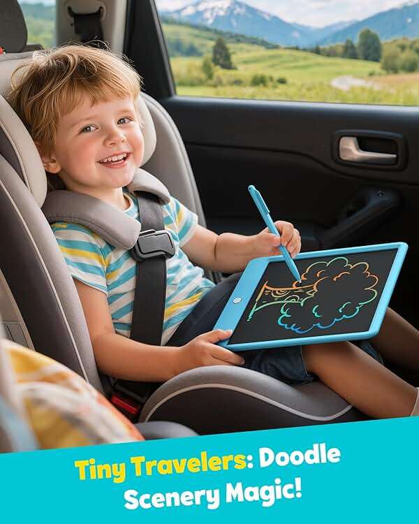 TEKFUN 12 Inch LCD Writing Tablet for Kids, Coloring Drawing Pad, Mess Free Doodle Board, Airplane Travel Toys for Boys and Toddlers, Road Trip Essentials, Gifts for 3 4 5 6 7 8 Year Old Girls(Blue) - Image 7
