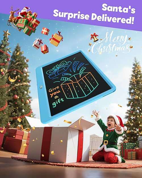 TEKFUN 12 Inch LCD Writing Tablet for Kids, Coloring Drawing Pad, Mess Free Doodle Board, Airplane Travel Toys for Boys and Toddlers, Road Trip Essentials, Gifts for 3 4 5 6 7 8 Year Old Girls(Blue) - Image 8