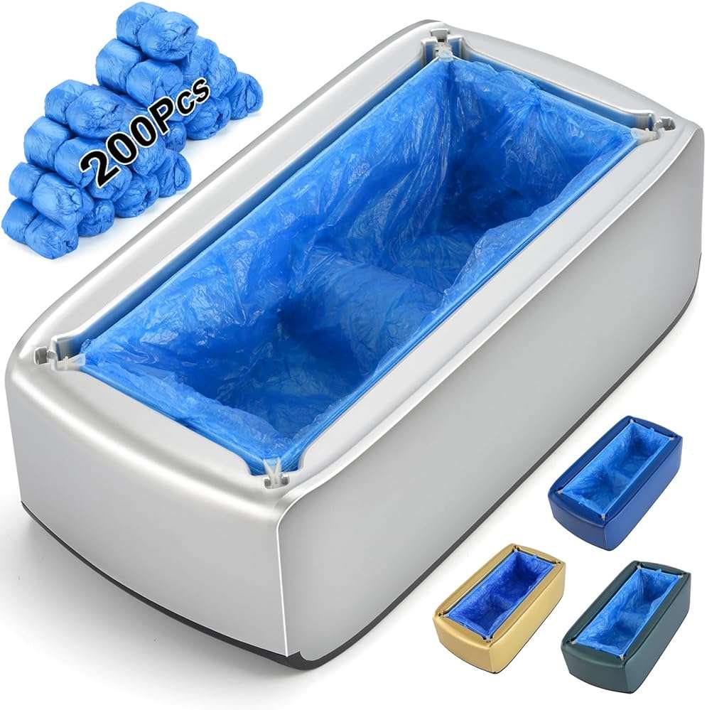 LYSHIYI Shoe Cover Dispenser with 200pcs Disposable Shoe Covers, Automatic Shoe Cover Machine Fits shoes up to Men's size 12, Suitable for Home, Factory, Hospital (Silver) - Image 1