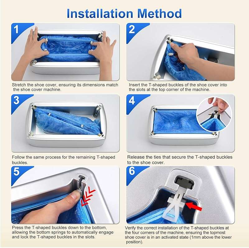 LYSHIYI Shoe Cover Dispenser with 200pcs Disposable Shoe Covers, Automatic Shoe Cover Machine Fits shoes up to Men's size 12, Suitable for Home, Factory, Hospital (Silver) - Image 4