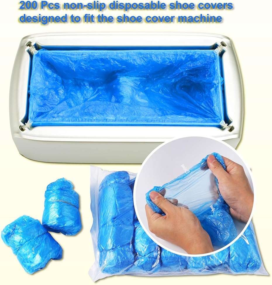 LYSHIYI Shoe Cover Dispenser with 200pcs Disposable Shoe Covers, Automatic Shoe Cover Machine Fits shoes up to Men's size 12, Suitable for Home, Factory, Hospital (Silver) - Image 6