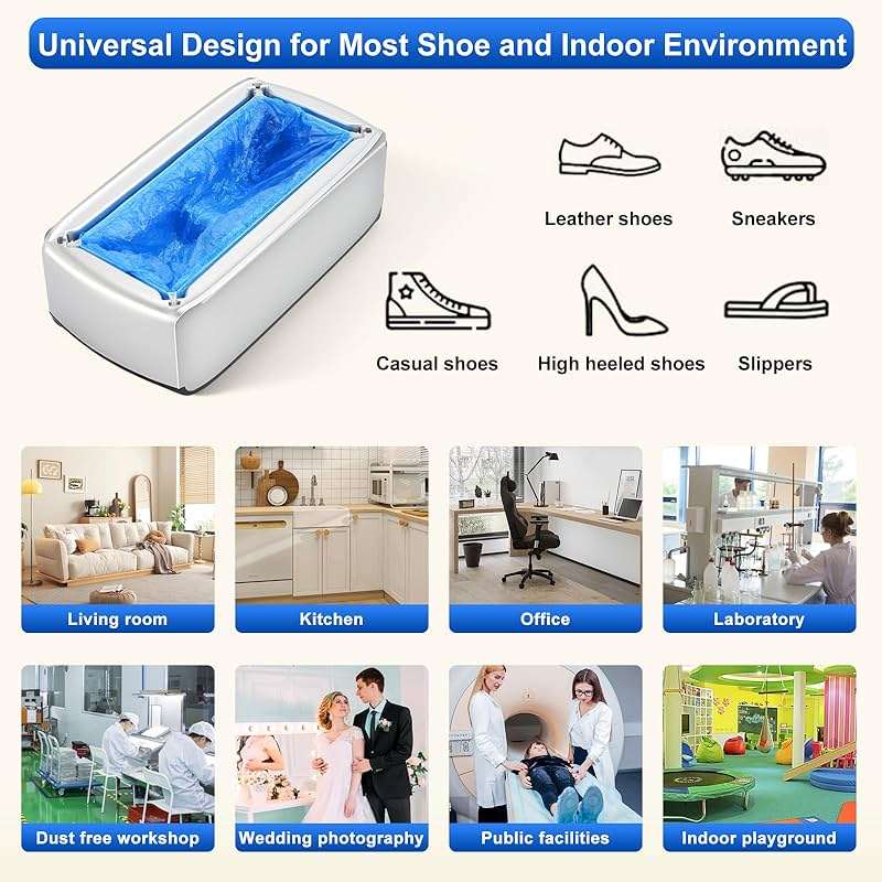 LYSHIYI Shoe Cover Dispenser with 200pcs Disposable Shoe Covers, Automatic Shoe Cover Machine Fits shoes up to Men's size 12, Suitable for Home, Factory, Hospital (Silver) - Image 7
