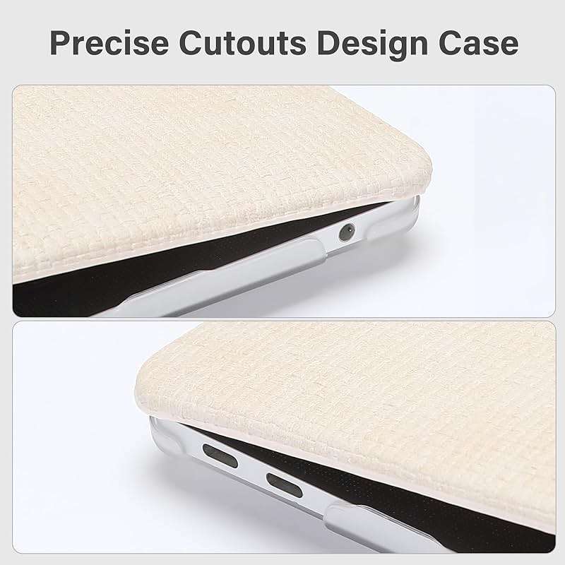 MOSISO Compatible with MacBook Air 13 inch Case 2022 2021 2020 2019 2018 A2337 M1 A2179 A1932, Reduces-Fingerprints Square Grid PU Leather Coated Plastic Hard Shell Case&Keyboard Cover, Beige - Image 4
