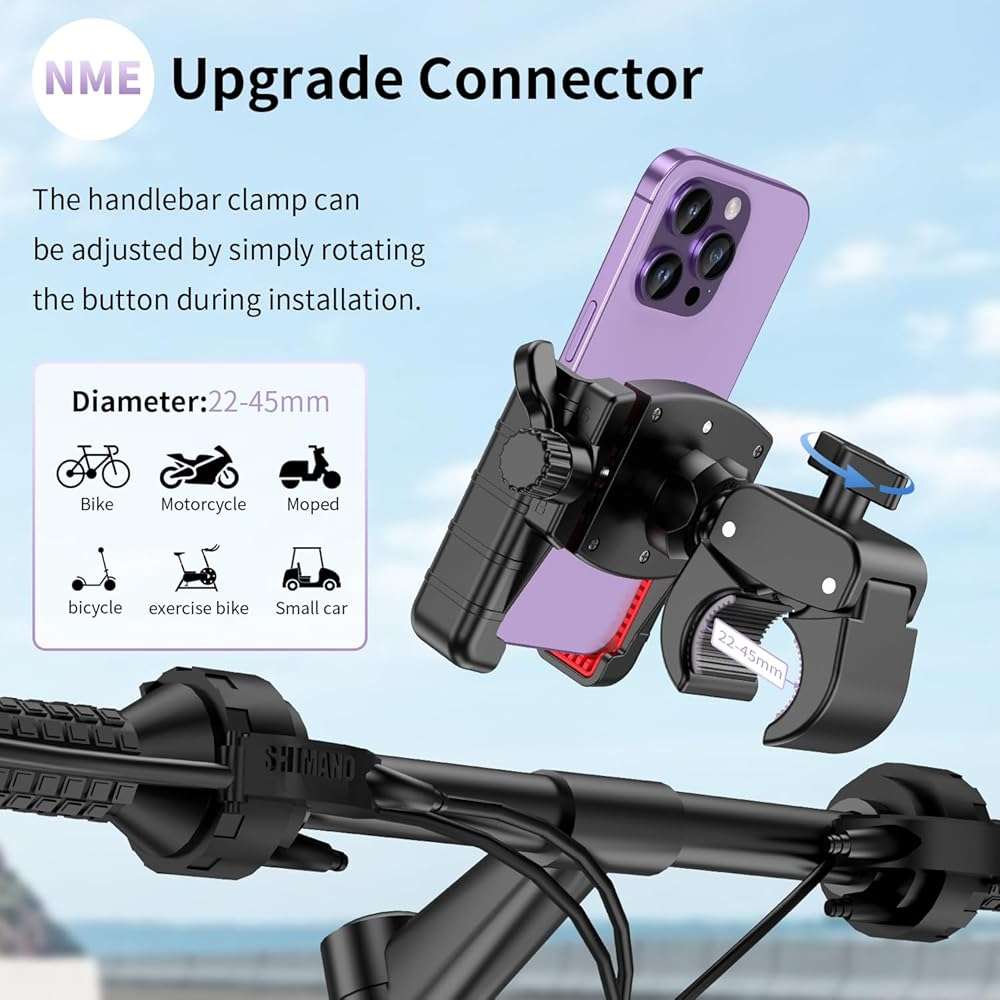 Bike Phone Mount Holder, [Camera Friendly] Motorcycle Phone Mount for Electric Scooter, Mountain, Dirt Bike and Motorcycle - 360° Rotate Suitable for iPhone & Android Smartphones from 4.5-7.0 inches - Image 7