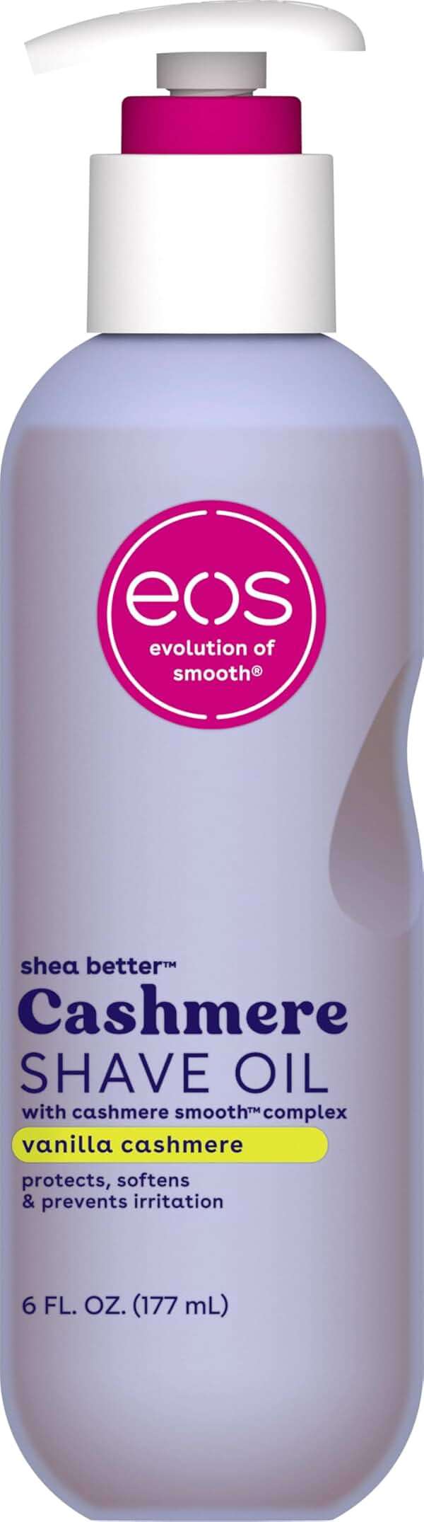 eos Cashmere Shave Oil – Vanilla Cashmere, Moisturizing Shave Oil with Shea Butter & Glycerin, Helps Prevents Irritation & Razor Burn, Vegan, 6 fl oz - Image 1