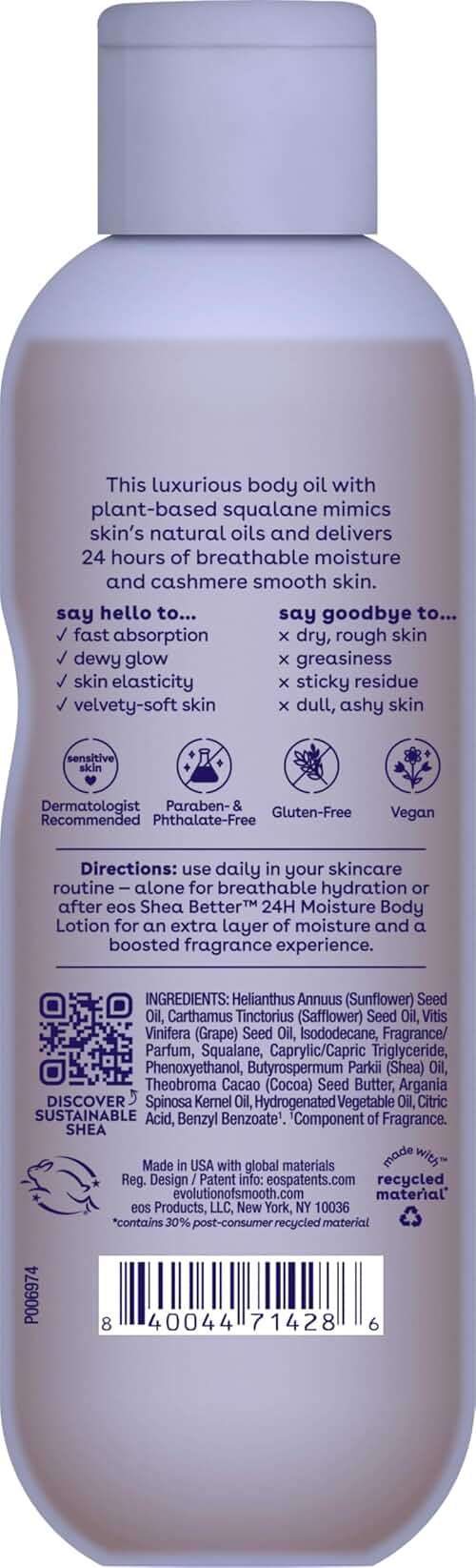 eos Cashmere Shave Oil – Vanilla Cashmere, Moisturizing Shave Oil with Shea Butter & Glycerin, Helps Prevents Irritation & Razor Burn, Vegan, 6 fl oz - Image 7