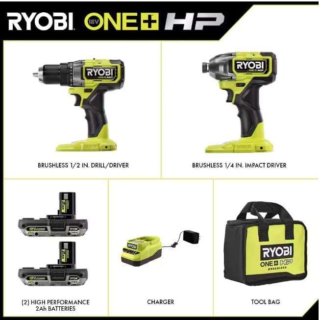 ONEAND HP 18V BRUSHLESS Cordless 2-Tool Combo KIT W/2 2.0 AH Batteries, Charger, - Image 5