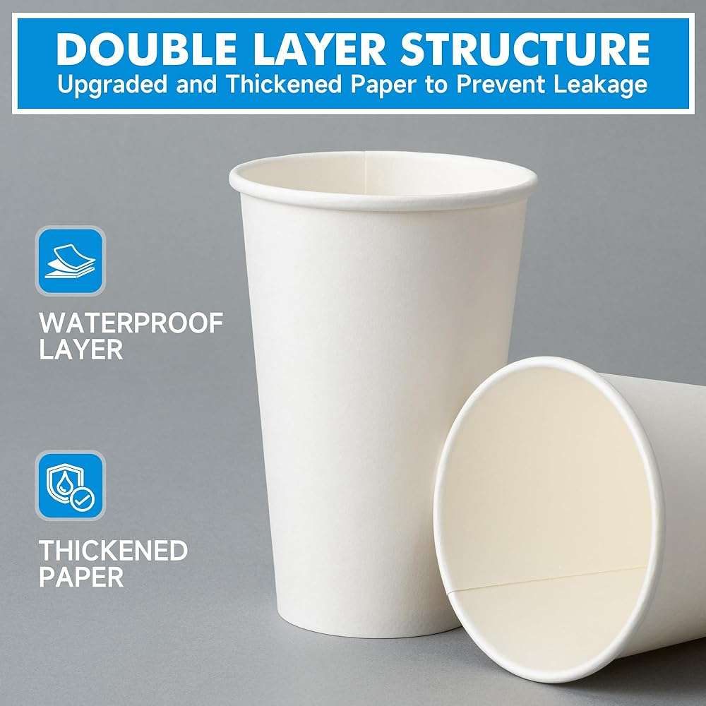 RACETOP Coffee Cups with Lids 16 oz 100 Pack, Disposable Paper Cups with Lids, To Go Hot Cups for Home/Office - Image 4
