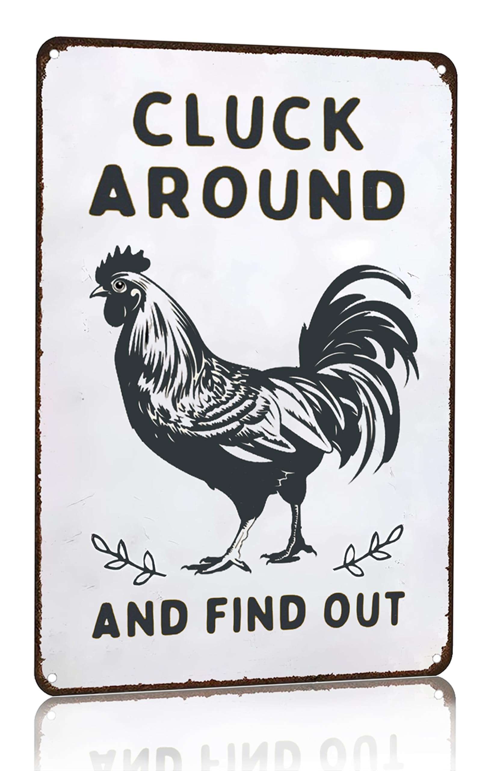 Smilelife Funny Chicken Gifts Chicken Cluck Around and Find Out Tin Sign for Home Farm Chicken Coop Farmhouse Kitchen Garden Decor 8 X 12 Inch (3020) - Image 1