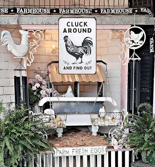 Smilelife Funny Chicken Gifts Chicken Cluck Around and Find Out Tin Sign for Home Farm Chicken Coop Farmhouse Kitchen Garden Decor 8 X 12 Inch (3020) - Image 5