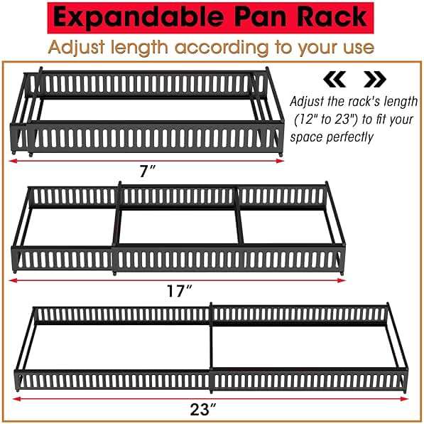 coneyaro Pots and Pans Organizer, Expandable Rack with 11 Dividers for Bakeware and Lid Storage (Black) - Image 2