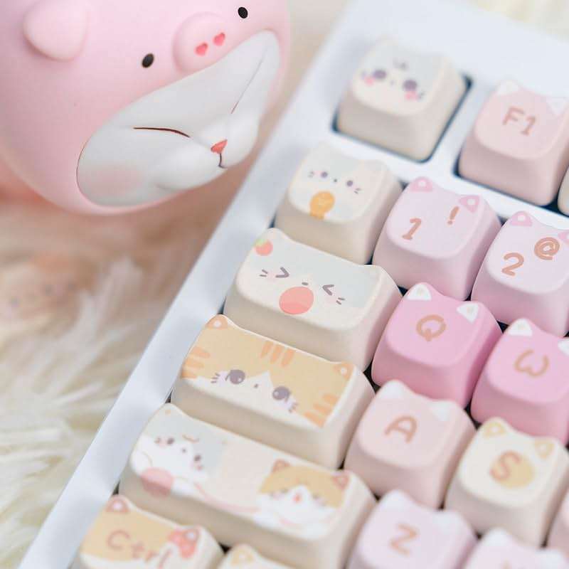 KiiBOOM Cute Cat Keycaps Set, Mao Profile, PBT/PC Keycap for MX Switches Mechanical Keyboard, Compatible with 60%, 65%, 75%, TKL, 96%, Full-Sized Layout (Meow Squad) - Image 4