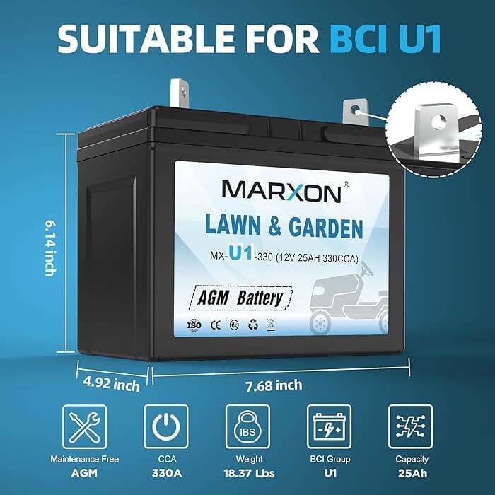 MARXON U1 12v 330CCA Riding Lawn Mower Battery, Garden Tractors Battery Maintenance Free AGM Batteries Compatible with Troy-Bilt John Deere Toro Cub Cadet Craftsman Ariens Poulan Pro Massey Ferguson - Image 2