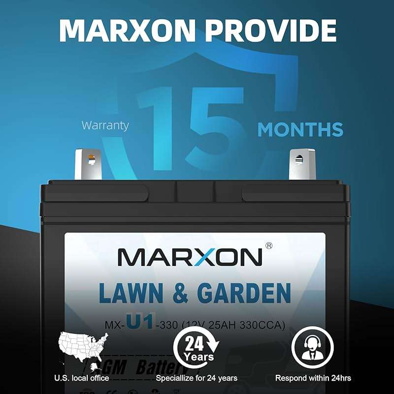 MARXON U1 12v 330CCA Riding Lawn Mower Battery, Garden Tractors Battery Maintenance Free AGM Batteries Compatible with Troy-Bilt John Deere Toro Cub Cadet Craftsman Ariens Poulan Pro Massey Ferguson - Image 3