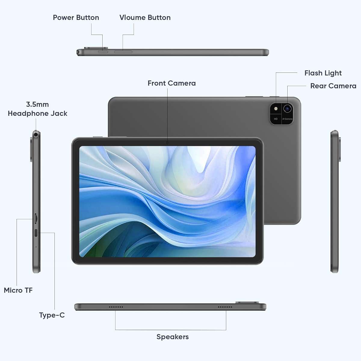 EDDBNi Android 14 Tablet 10.1 inch Tablet 2024 Latest Tablets with Keyboard Mouse 10GB+64GB 1TB Expand 6000mAh Octa-Core Processor Dual Camera WiFi 1280x800 IPS 18W Fast Charging (Black) - Image 9