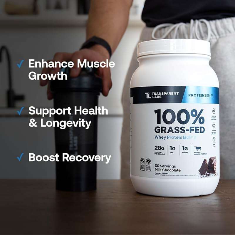 Transparent Labs Grass-Fed Whey Protein Isolate - Naturally Flavored, Gluten Free Whey Protein Powder with 28g of Protein per Serving & 9 Amino Acids - 30 Servings, Milk Chocolate - Image 5