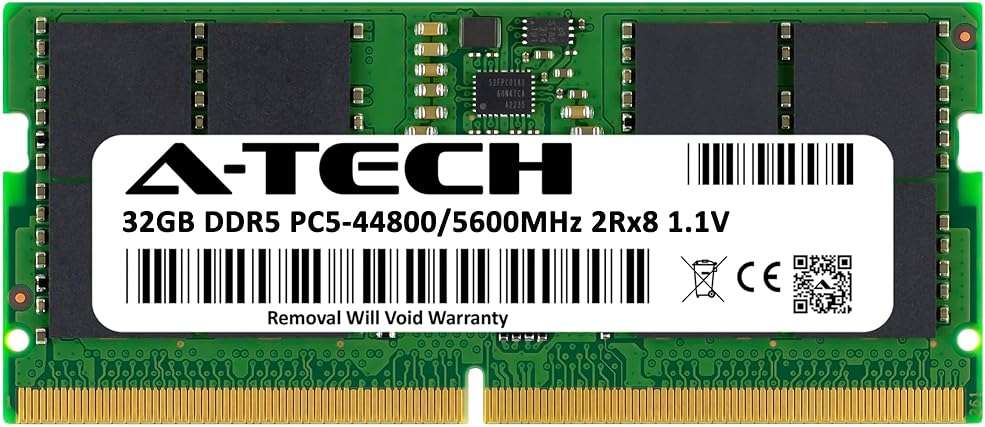 A-Tech 32GB DDR5 5600MHz PC5-44800 CL46 SODIMM 2Rx8 Dual Rank 1.1V Non-ECC Unbuffered SO-DIMM 262-Pin Laptop Computer RAM Memory Upgrade Module - Image 3