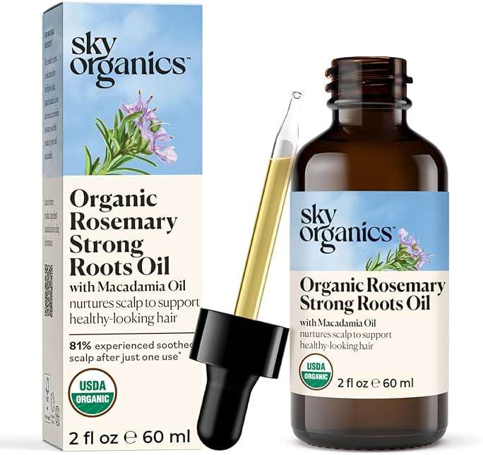 Sky Organics - Organic Rosemary Oil with Strong Roots - Hair Growth Serum with Macadamia, Jojoba & Essential Oils for Scalp - Natural Beauty and Hair Care - 2 fl oz - Image 1