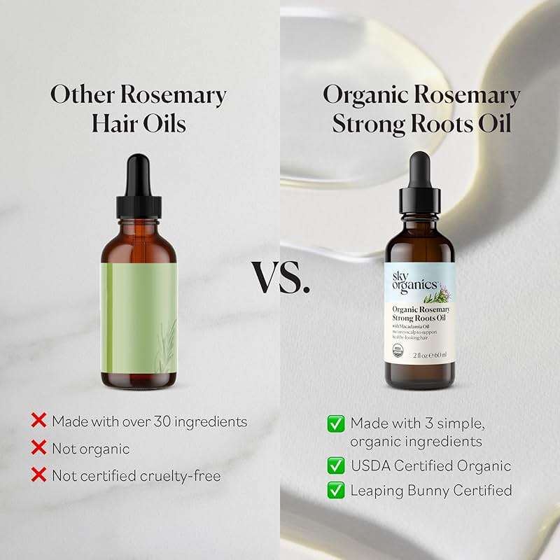 Sky Organics - Organic Rosemary Oil with Strong Roots - Hair Growth Serum with Macadamia, Jojoba & Essential Oils for Scalp - Natural Beauty and Hair Care - 2 fl oz - Image 6