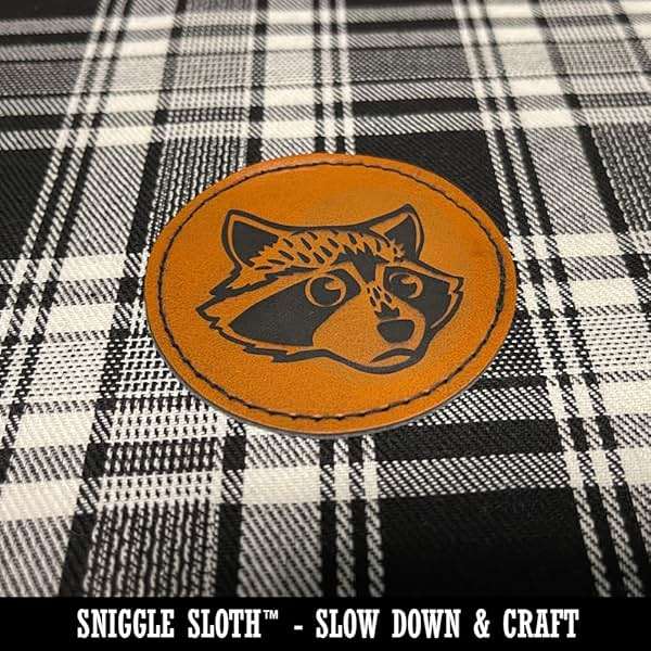 Chow Chow Dog Outline Round Iron-On Engraved Faux Leather Patch Applique - 2.5 Inch - Brown - Image 5