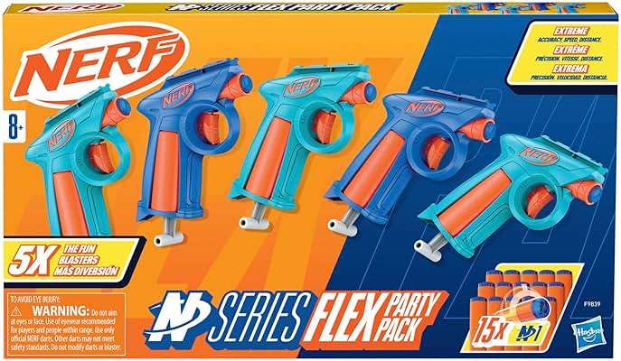 Nerf N Series Party Pack, Includes 5 N Series Flex Blasters, 15 N1 Darts Compatible Only N Series Blasters, Ages 8+ (Amazon Exclusive) - Image 3