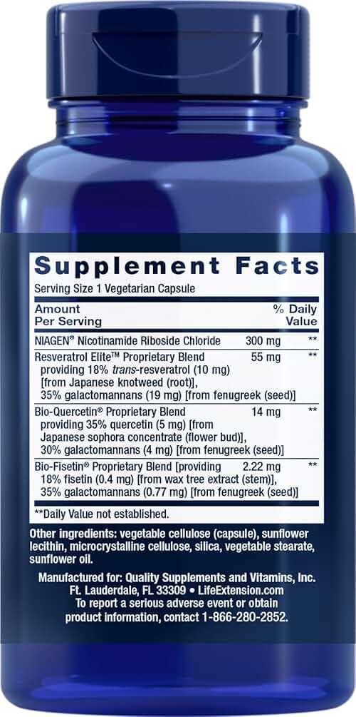 Life Extension NAD+ Cell Regenerator and Resveratrol Elite, 90 Veg Caps - Image 2
