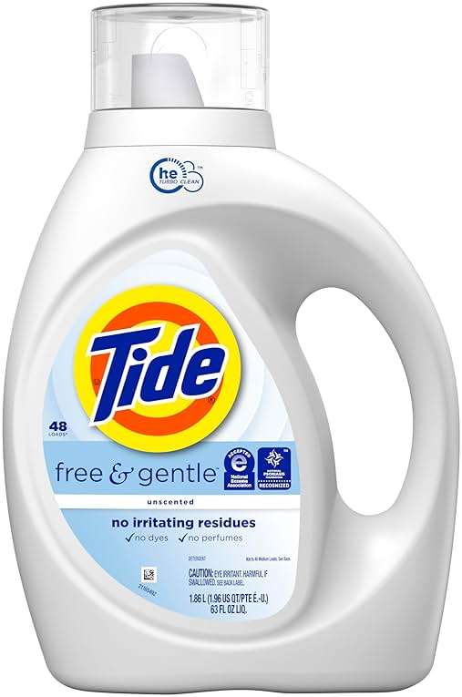 Tide Free & Gentle Liquid Laundry Detergent, 48 Loads, 63 fl oz, Tide Laundry Detergent, Clean Laundry Detergent - Image 11