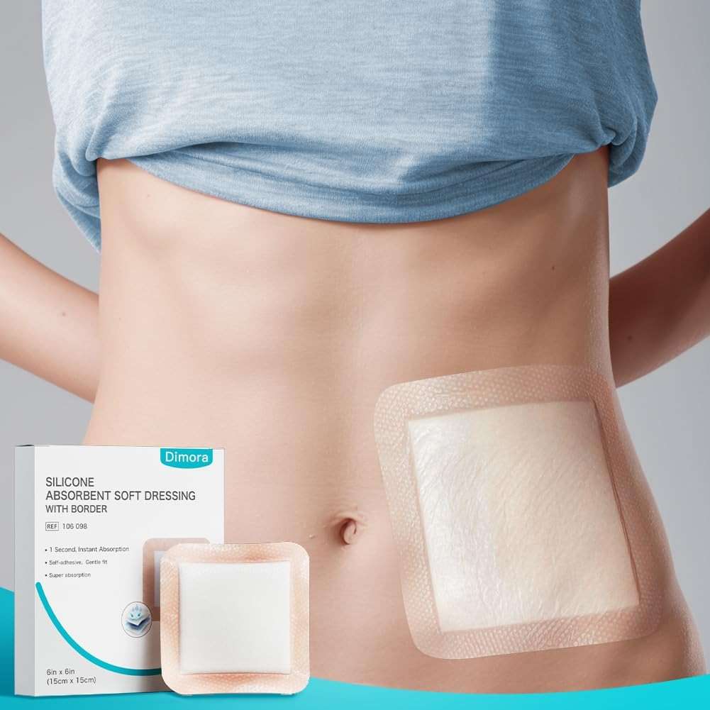 Dimora Silicone Super Absorbent Wound Dressings - Gentle Adhesive Bandages with Ultrasorb Polymer,Heavy Exudate Wound Care Pads 6"X 6" 10 Packs - Image 6