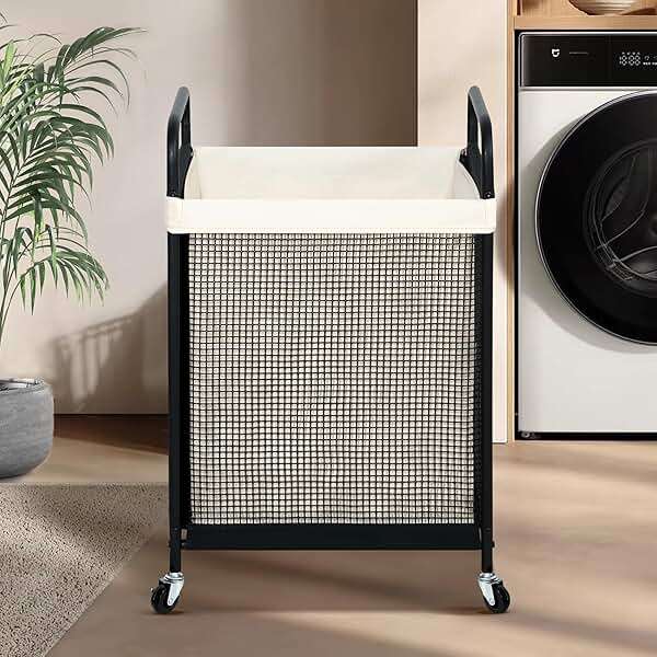 STO STO Laundry Hamper, 90L Rolling Laundry Sorter Cart with Removable and Washable Liner Bag, Clothes Hamper with Wheels and Metal Handle for Laundry Room and Bedroom - Image 2