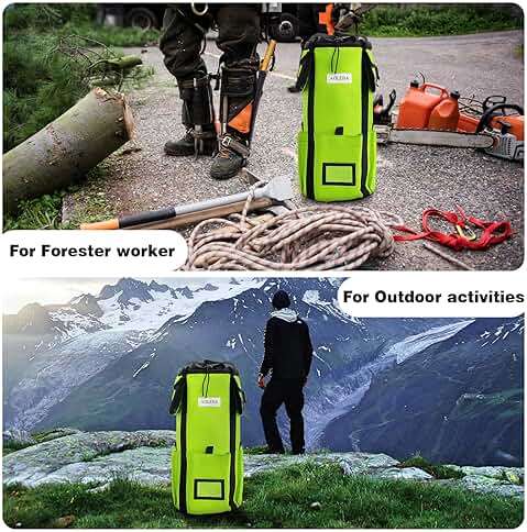 AOLEBA Arborist Rope Storage Bag Tree Climbing Rock Rope Bucket Backpack Rope Storage Bag Large Capacity 1680D Thicken Nylon Material with Hand Straps, Side Pockets - Image 7