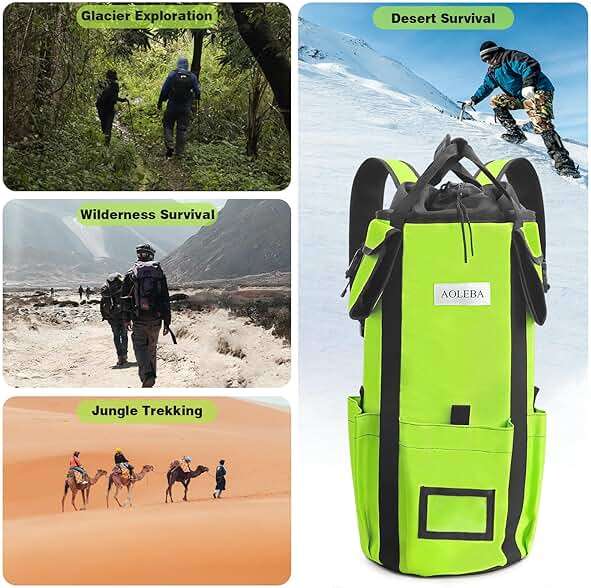 AOLEBA Arborist Rope Storage Bag Tree Climbing Rock Rope Bucket Backpack Rope Storage Bag Large Capacity 1680D Thicken Nylon Material with Hand Straps, Side Pockets - Image 8